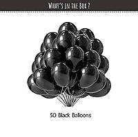 Metallic Black Balloons Kit - 50 Pcs
