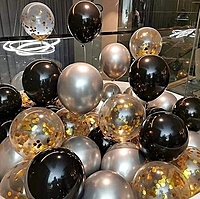 Metallic Black Balloons Kit - 50 Pcs